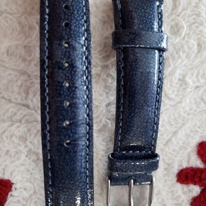 Michele 18mm blue patent leather watch band
